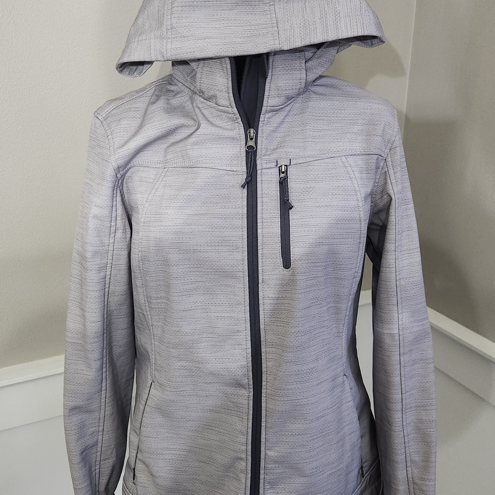 Light Gray Women's Hooded Jacket Free Country Women's Soft Shell Large Jacket